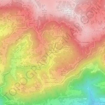 Mapa topográfico Fontanelle, altitud, relieve