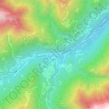 Mapa topográfico Pontegrande, altitud, relieve