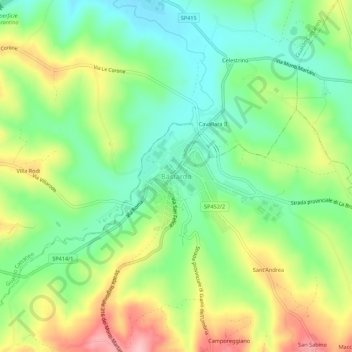 Mapa topográfico Bastardo, altitud, relieve
