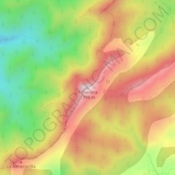 Mapa topográfico Almenara, altitud, relieve