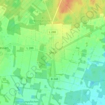 Mapa topográfico Ehra, altitud, relieve