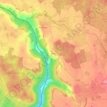 Mapa topográfico Greut, altitud, relieve