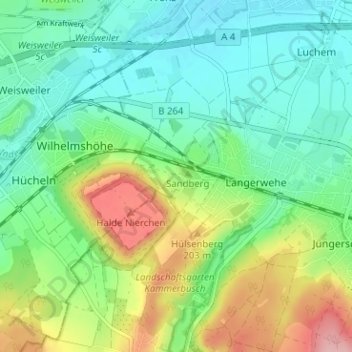 Mapa topográfico Gut Merberich, altitud, relieve