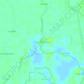 Mapa topográfico Nueva Victoria, altitud, relieve