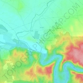 Mapa topográfico Russan, altitud, relieve