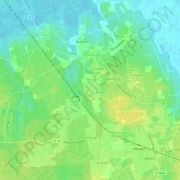 Mapa topográfico Caboy, altitud, relieve
