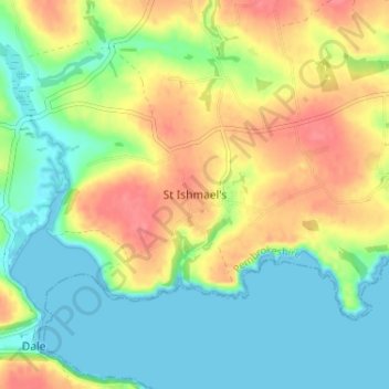 Mapa topográfico St Ishmaels, altitud, relieve