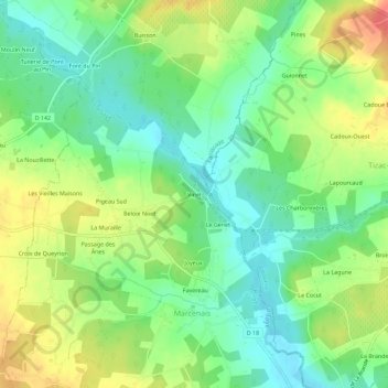 Mapa topográfico Vinet, altitud, relieve
