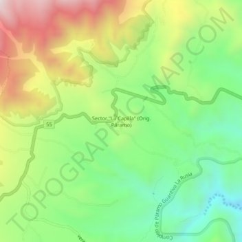 Mapa topográfico Sector "La Capilla" (Orig. Páramo), altitud, relieve