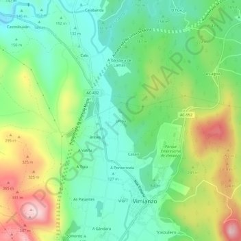 Mapa topográfico Urroa, altitud, relieve