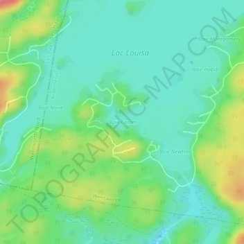 Mapa topográfico Baie Caron, altitud, relieve