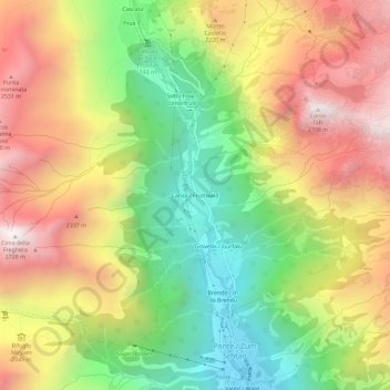 Mapa topográfico Canza, altitud, relieve