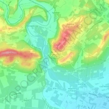 Mapa topográfico Valbusa, altitud, relieve