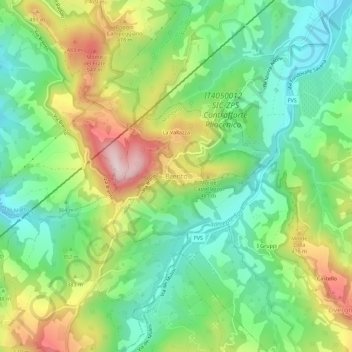 Mapa topográfico Brento, altitud, relieve