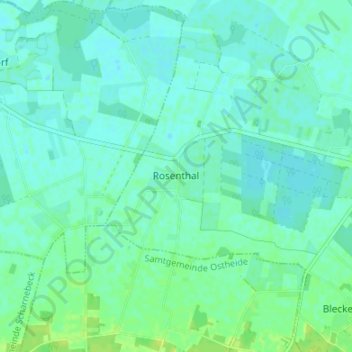 Mapa topográfico Rosenthal, altitud, relieve