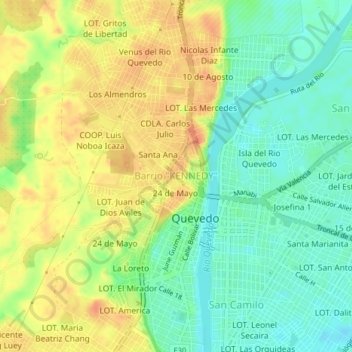 Mapa topográfico Barrio "KENNEDY", altitud, relieve