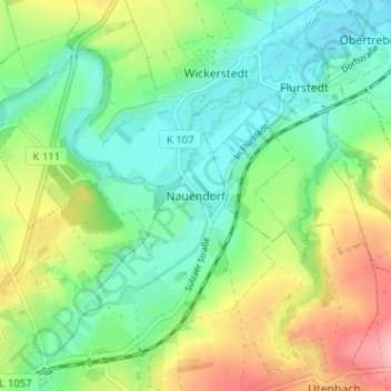 Mapa topográfico Nauendorf, altitud, relieve