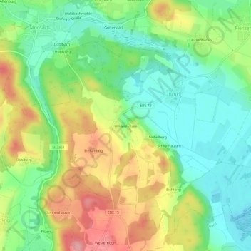 Mapa topográfico Wildenholzen, altitud, relieve