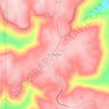 Mapa topográfico The Crossroads, altitud, relieve