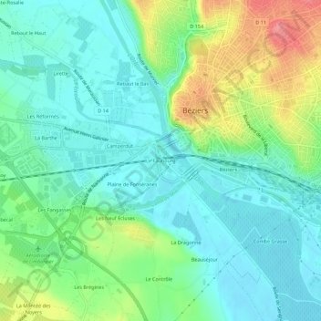 Mapa topográfico Le Faubourg, altitud, relieve