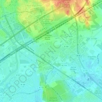 Mapa topográfico Boirargues, altitud, relieve