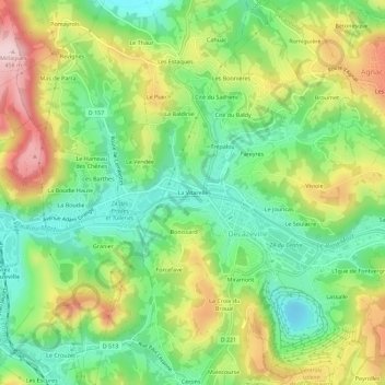 Mapa topográfico La Vitarelle, altitud, relieve