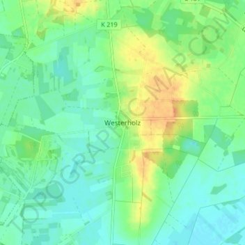 Mapa topográfico Westerholz, altitud, relieve