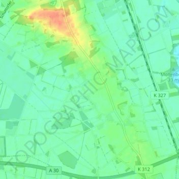 Mapa topográfico Ahlde, altitud, relieve