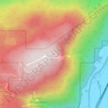 Mapa topográfico Sumas Mountain, altitud, relieve