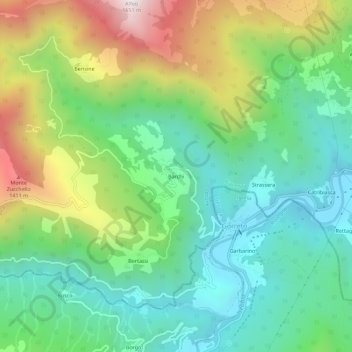 Mapa topográfico Barchi, altitud, relieve