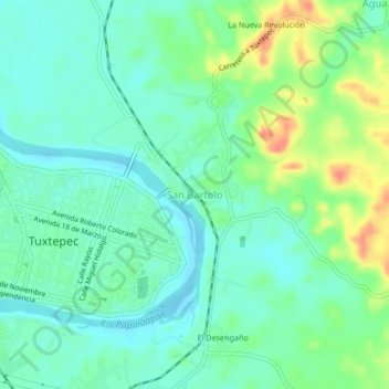 Mapa topográfico San Bartolo, altitud, relieve