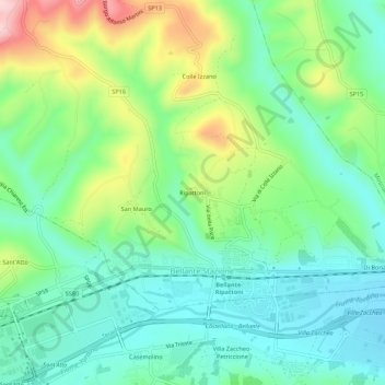 Mapa topográfico Ripattoni, altitud, relieve