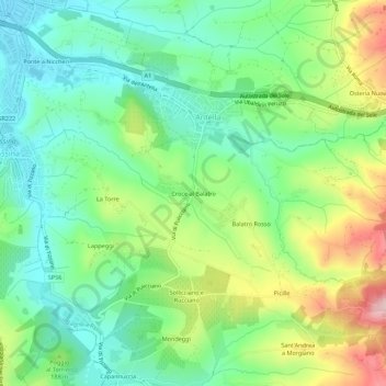 Mapa topográfico Croce al Balatro, altitud, relieve