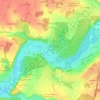 Mapa topográfico Les Pâtis, altitud, relieve