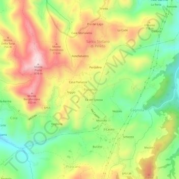 Mapa topográfico Rosano, altitud, relieve