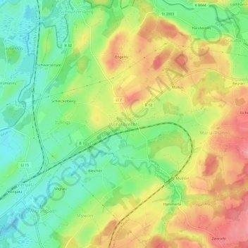 Mapa topográfico Wohmbrechts, altitud, relieve