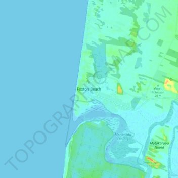 Mapa topográfico Foxton Beach, altitud, relieve
