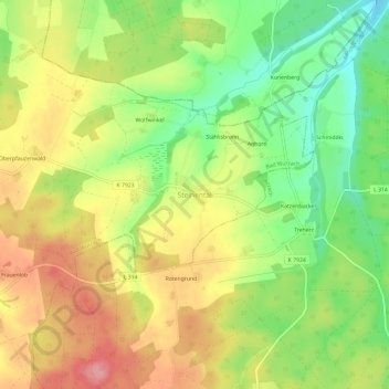 Mapa topográfico Steinental, altitud, relieve