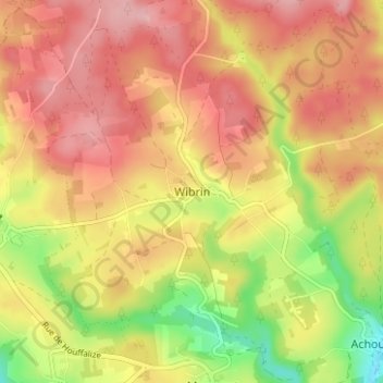 Mapa topográfico Wibrin, altitud, relieve