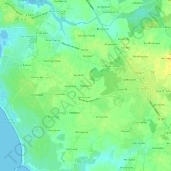 Mapa topográfico Kerangre, altitud, relieve