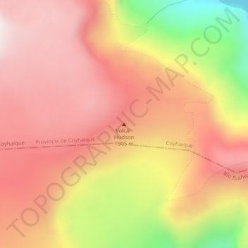 Mapa topográfico Volcán Hudson, altitud, relieve