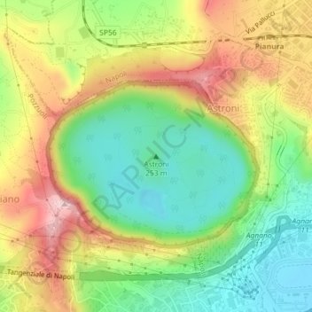 Mapa topográfico Astroni, altitud, relieve