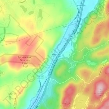 Mapa topográfico Arden, altitud, relieve