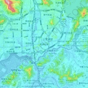 Mapa topográfico 南湖街道, altitud, relieve