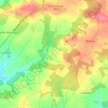 Mapa topográfico Archayaux, altitud, relieve