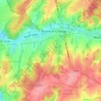 Mapa topográfico Bel-Air, altitud, relieve