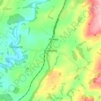 Mapa topográfico Crossway, altitud, relieve