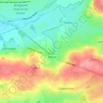 Mapa topográfico Brocastle, altitud, relieve