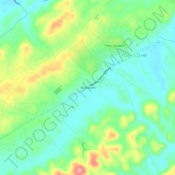 Mapa topográfico McMahan, altitud, relieve