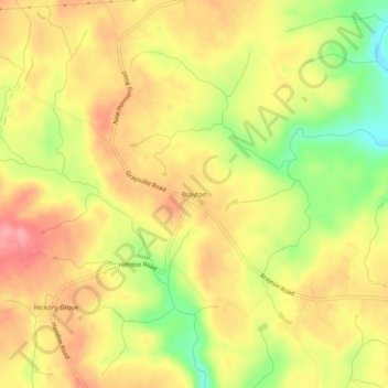 Mapa topográfico Brayton, altitud, relieve